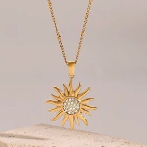 18K Gold Plated Sun Pendant Necklace